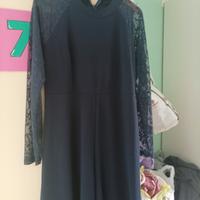 vestito elegante blu con cintura alla schiena