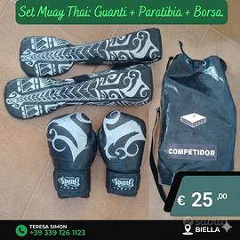 Set Muay Thai: Guanti + Paratibia + Borsa