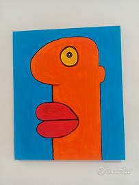 Thierry Noir dipinto tempera a mano su tela 
