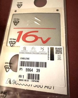 Emblema motore Citroen C2 VTS 1.6 16V