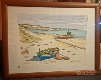 Dipinto Aldo Riso Certificato "Insenatura" 80x60