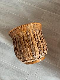 Cesto portavaso rattan vintage
