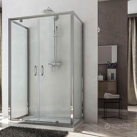 BOX DOCCIA 2 PORTE FISSE E 2 SALOON IN CRISTALLO