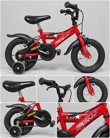 Bicicletta bambino con rotelle 12 pollici ROSSA