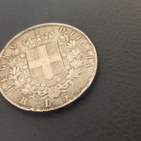 Moneta Antica 5 lire 1876 Vittorio Emanuele II
