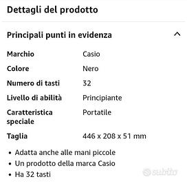 Pianola Casio scuola media