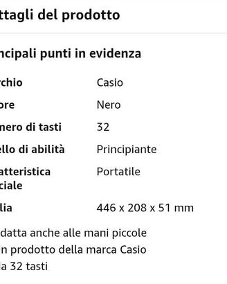 Pianola Casio scuola media