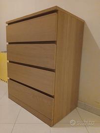Cassettiera Malm 4 cassetti Rovere