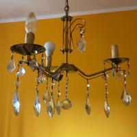 Lampadario 3 luci con gocce di cristallo