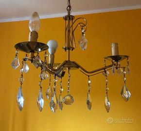 Lampadario 3 luci con gocce di cristallo