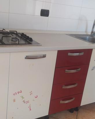 top cucina, con 4 fornelli e lavabo 2 bocche
