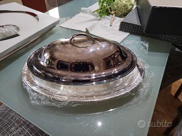 piatto da portata vetro argento silver.