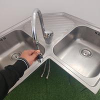 Lavello da Cucina Angolare in Acciaio Inox con Mis