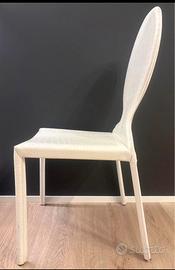 Set 6 sedie artigianali in cuoio bianco