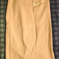 Gonna lunga beige a tubino con vita alta