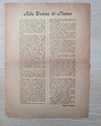 Foglio volante  intitolato “Alle Donne di Fiume”, 