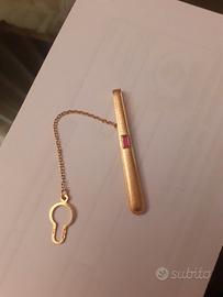 ferma cravatta con rubino come nuovo oro 750 18kt 