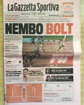 Gazzetta dello sport Anastatica Bolt Pechino 2008