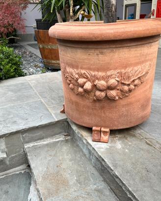 Vaso in cotto Galestro Trequanda grande e decorato