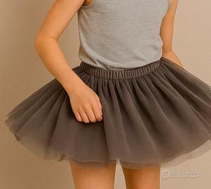 Gonna grigia tulle doppio velo 9/10 anni