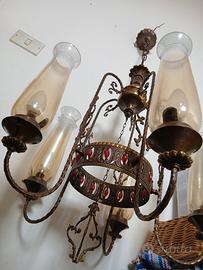lampadario + lampada + applique  ottone 