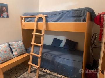 letto a castello in legno massiccio