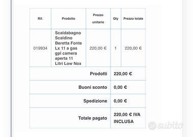 Scaldabagno a gas ( bombola)