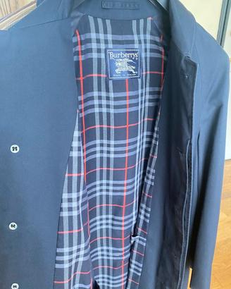 Trench vintage Burberry blu con fodera Nova Check.