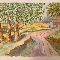 Dipinto Acquerello Paesaggio - G. Arduini