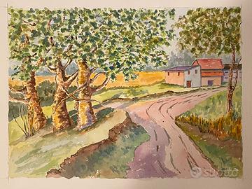 Dipinto Acquerello Paesaggio - G. Arduini