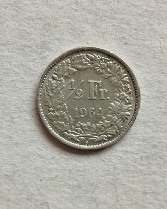 Moneta da 1/2 franco svizzero in argento 1964