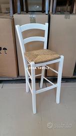 Sgabello ristorante laccato bianco sedile paglia