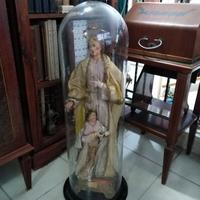 antica statua Madonna con S. Anna campana vetro