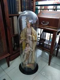 antica statua Madonna con S. Anna campana vetro