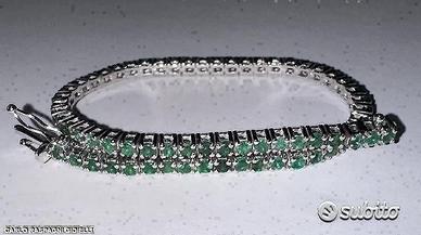 BRACCIALE TENNIS ORO 18kt. CON SMERALDI NATURALI