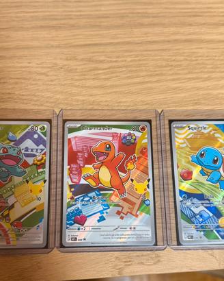 Bulbasaur, Squirtle e Charmender