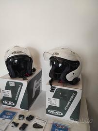 coppia caschi jet moto HJC con interfono.