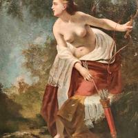 Dipinto olio su tela Diana Cacciatrice