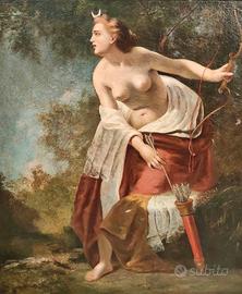 Dipinto olio su tela Diana Cacciatrice