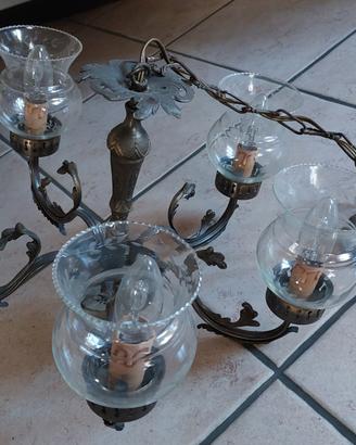 lampadario anni 30 in ottone