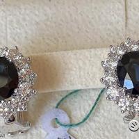 ORECCHINI ORO 18kt. DIAMANTI ZAFFIRI CERTIFICATI