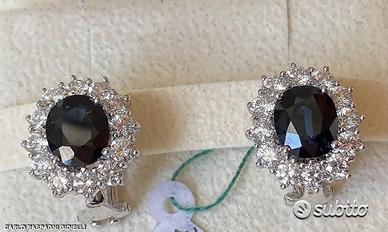 ORECCHINI ORO 18kt. DIAMANTI ZAFFIRI CERTIFICATI