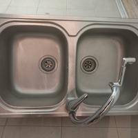 Lavello cucina doppia vasca 90 cm + miscelatore 