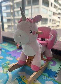 Cavallo a dondolo Labebe peluche e legno