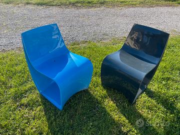 6 Sedie Sign MDF Italia Cazzaniga blu antracite