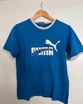 T-shirt Puma, colore blu e bianco, taglia S