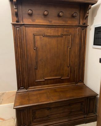 ATTACCAPANNI CON CASSAPANCA- VERO LEGNO