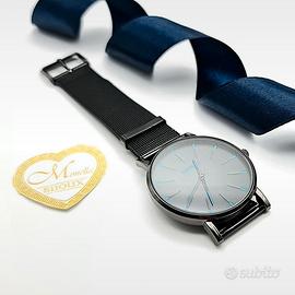 Orologio GENEVA nero - Cinturino acciaio