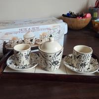 Set tazzine, zuccheriera e vassoio tete a tete