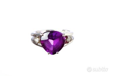 Anello con Diamanti /oro bianco 18 k /9 grammi